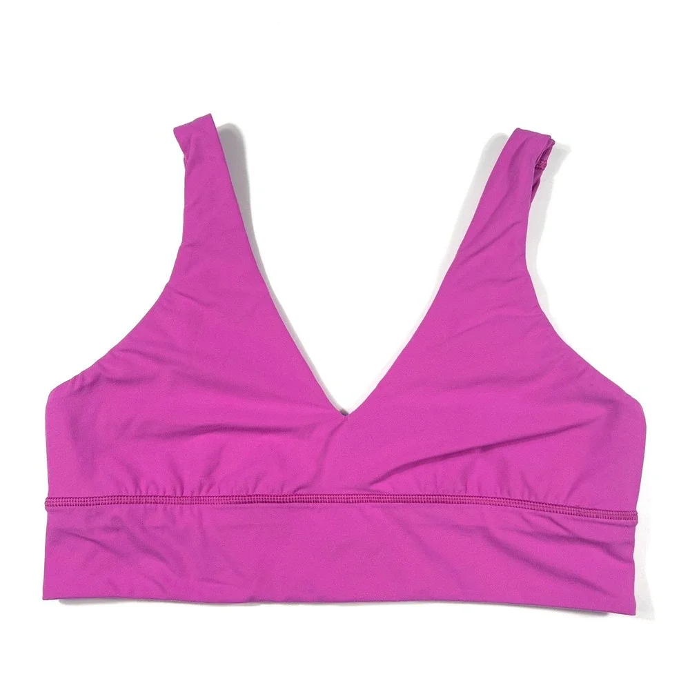 Lululemon Align V-Neck Bra Size 14 Pow Pink Yoga Pilates Barre Buttery Soft EUC